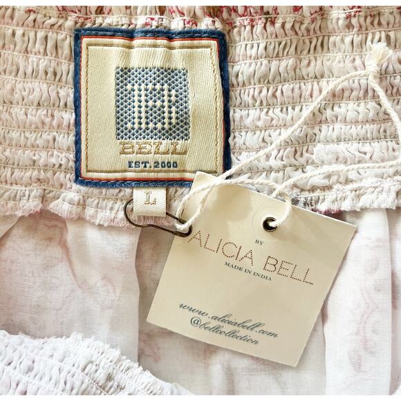 Alicia Bell Kat Criss Cross Halter Maxi Dress Pink Gold Motif Size Large NEW - Picture 11 of 13